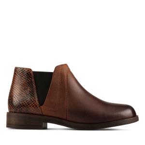 Női Clarks Demi 2 Beat Bokacsizma Sötétbarna | CLK609JWX