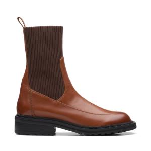 Női Clarks Tilham Knit Bokacsizma Sötétbarna | CLK431EMY