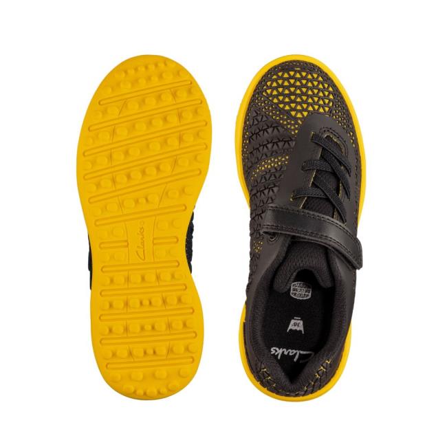 Fiú Clarks Award Swift Kid Tornacipő Fekete Sárga | CLK675XJH