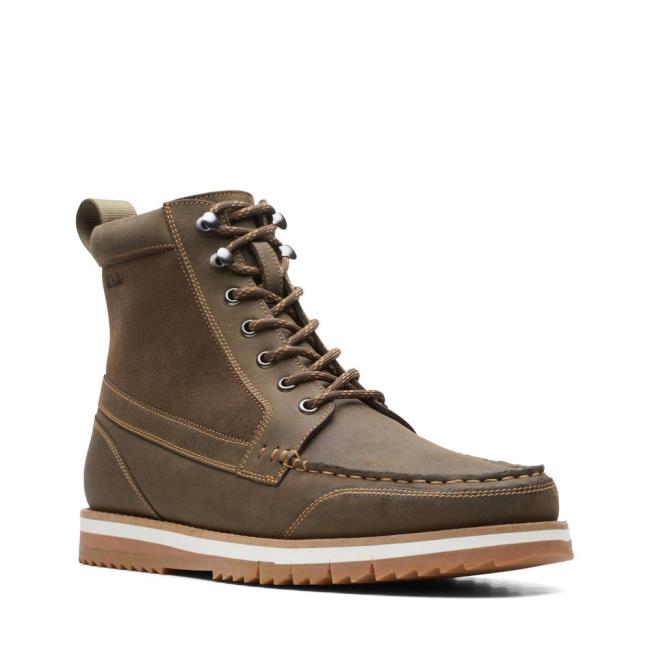 Férfi Clarks Durston Hi Originals Bakancs Sötétolivazöld | CLK718JUD