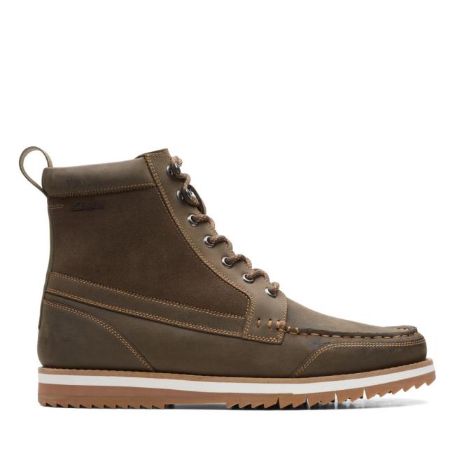 Férfi Clarks Durston Hi Originals Bakancs Sötétolivazöld | CLK718JUD