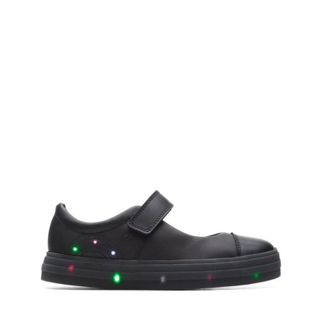 Lány Clarks Flare Shine Kid Kényelmi Cipő Fekete | CLK248MCO