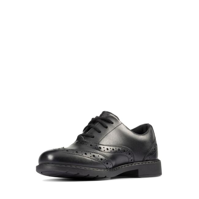 Lány Clarks Scala Brogue Kid Kényelmi Cipő Fekete | CLK219LIQ