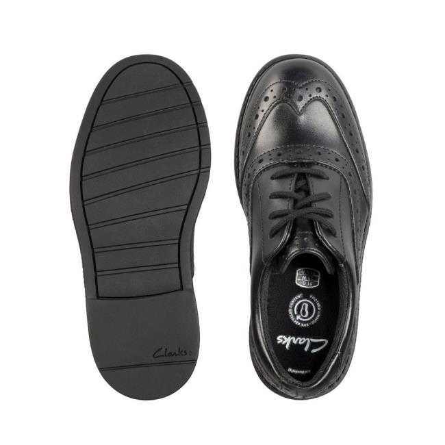 Lány Clarks Scala Brogue Kid Kényelmi Cipő Fekete | CLK219LIQ