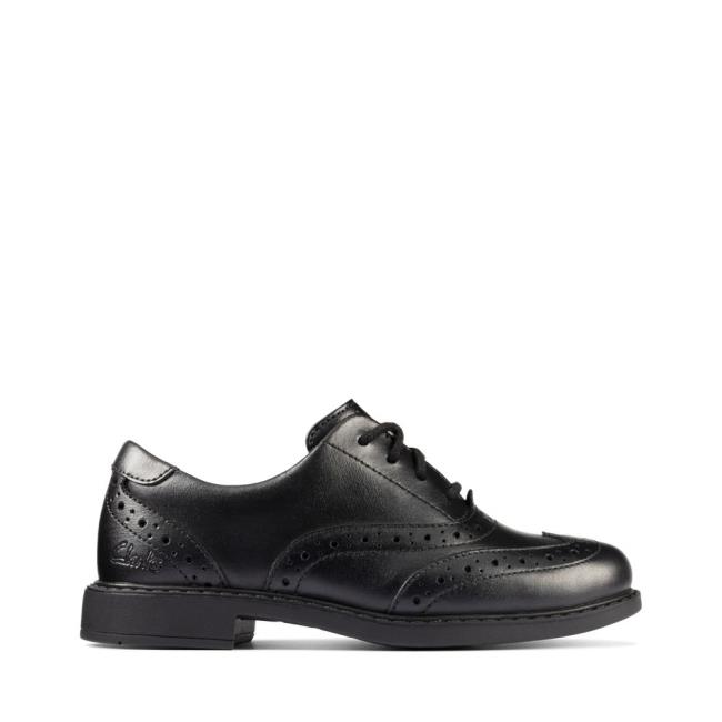 Lány Clarks Scala Brogue Kid Kényelmi Cipő Fekete | CLK219LIQ