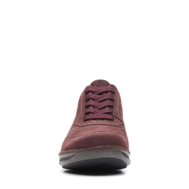 Női Clarks Appley Tie Balerina Cipő Bordó | CLK358RFE