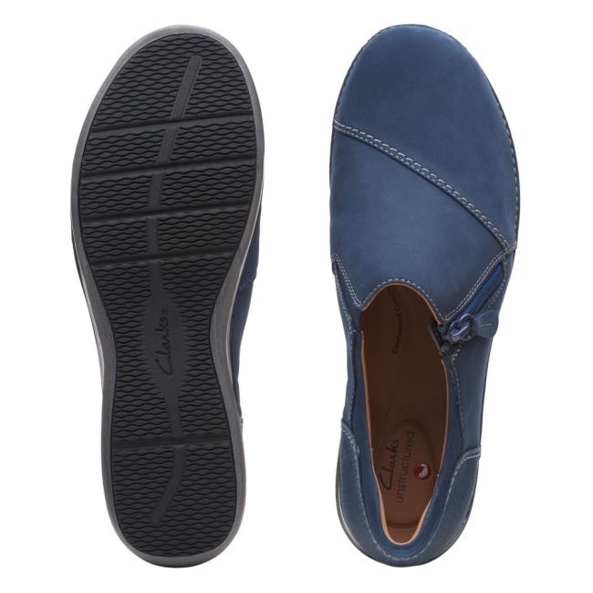 Női Clarks Appley Zip Balerina Cipő Sötétkék | CLK605UZS