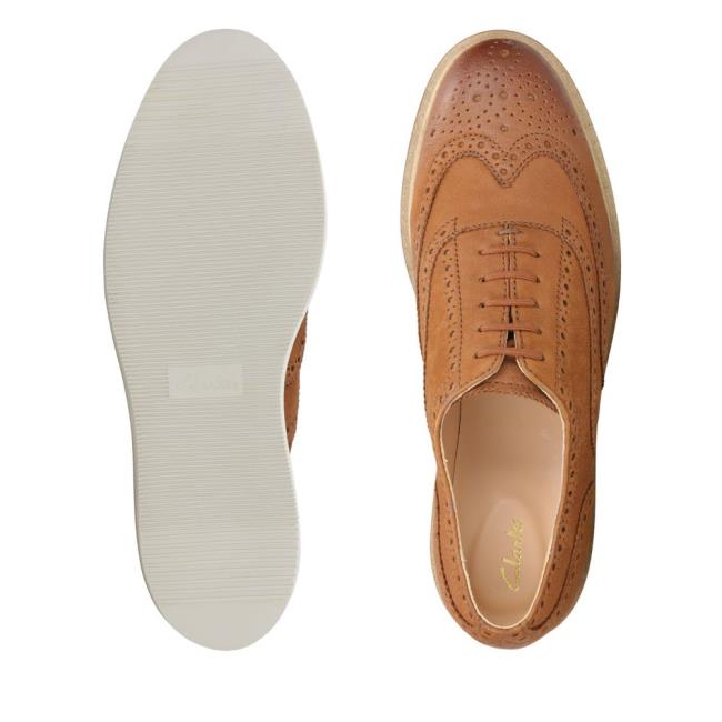 Női Clarks Baille Brogue Balerina Cipő Barna | CLK439WUX