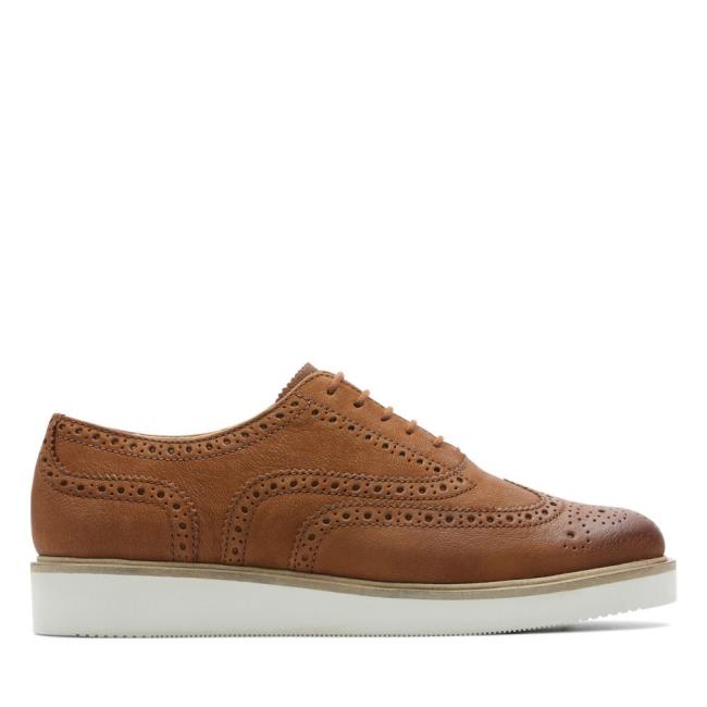 Női Clarks Baille Brogue Balerina Cipő Barna | CLK439WUX