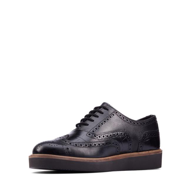 Női Clarks Baille Brogue Balerina Cipő Fekete | CLK380WCM