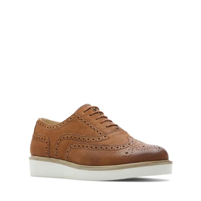 Női Clarks Baille Brogue Brogue Cipő Barna | CLK763PAM