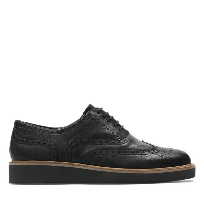 Női Clarks Baille Brogue Brogue Cipő Fekete | CLK890XGT