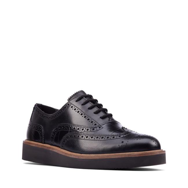 Női Clarks Baille Brogue Fekete Cipő Fekete | CLK574KZJ