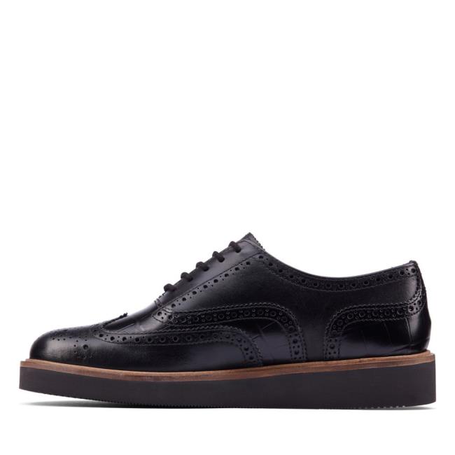 Női Clarks Baille Brogue Fekete Cipő Fekete | CLK574KZJ