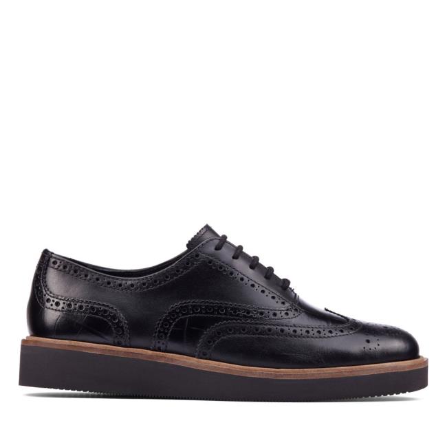 Női Clarks Baille Brogue Fekete Cipő Fekete | CLK574KZJ