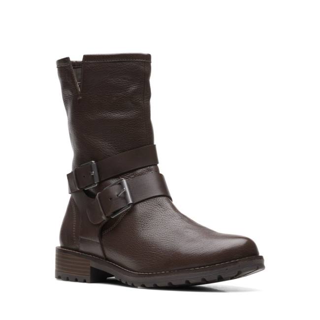 Női Clarks Clarkwell Mid Bokacsizma Sötétbarna | CLK739ZTS