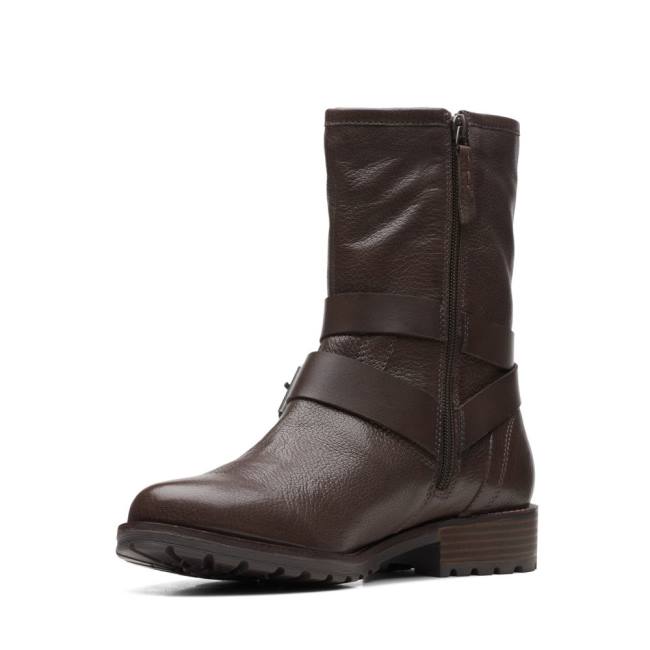 Női Clarks Clarkwell Mid Bokacsizma Sötétbarna | CLK739ZTS