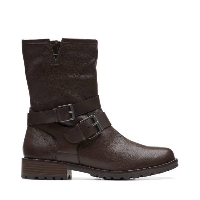 Női Clarks Clarkwell Mid Bokacsizma Sötétbarna | CLK739ZTS