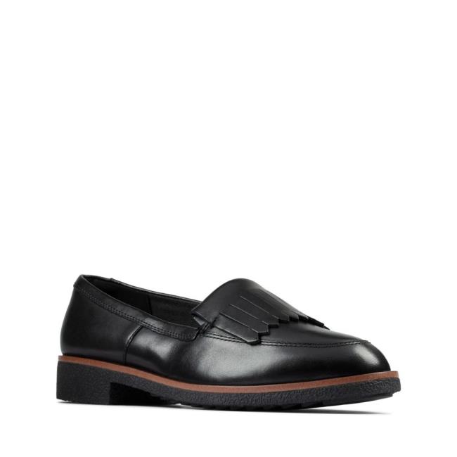 Női Clarks Griffin Kilt Balerina Cipő Fekete | CLK634ANS