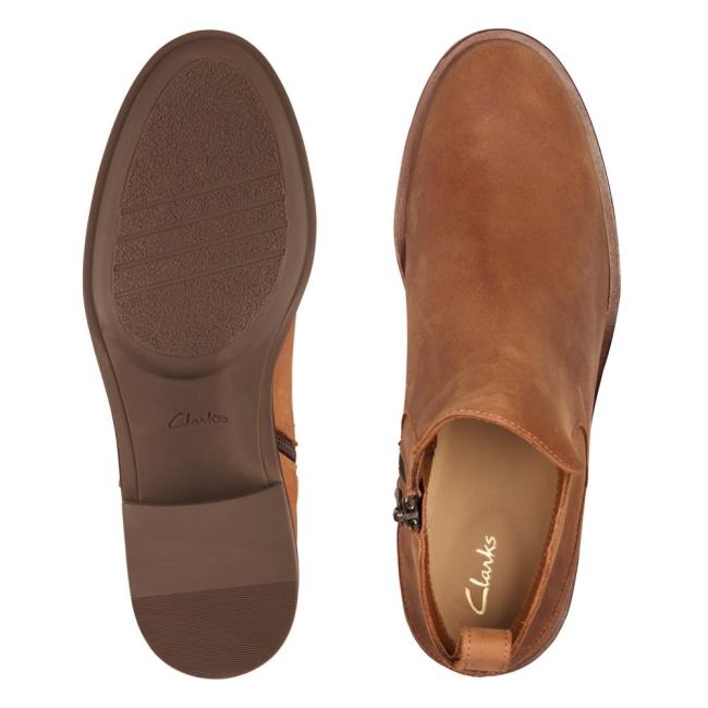 Női Clarks Memi Zip Magassarkú Csizma Sötétbarna | CLK943HZN