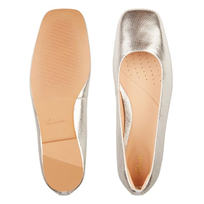 Női Clarks Pure Ballet 2 Balerina Cipő Metal | CLK182GPF