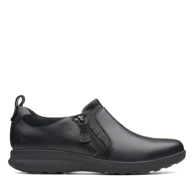 Női Clarks Un Adorn Zip Fekete Cipő Fekete | CLK427IZD