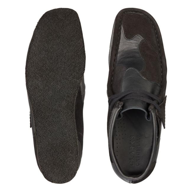 Női Clarks Wallabee Patch Alkalmi Csizma Fekete | CLK024MAC