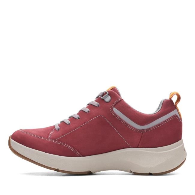 Női Clarks Wave 2.0 Csipke. Balerina Cipő Piros | CLK782WOM