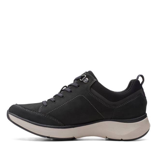 Női Clarks Wave 2.0 Csipke. Fekete Cipő Fekete | CLK920BQK